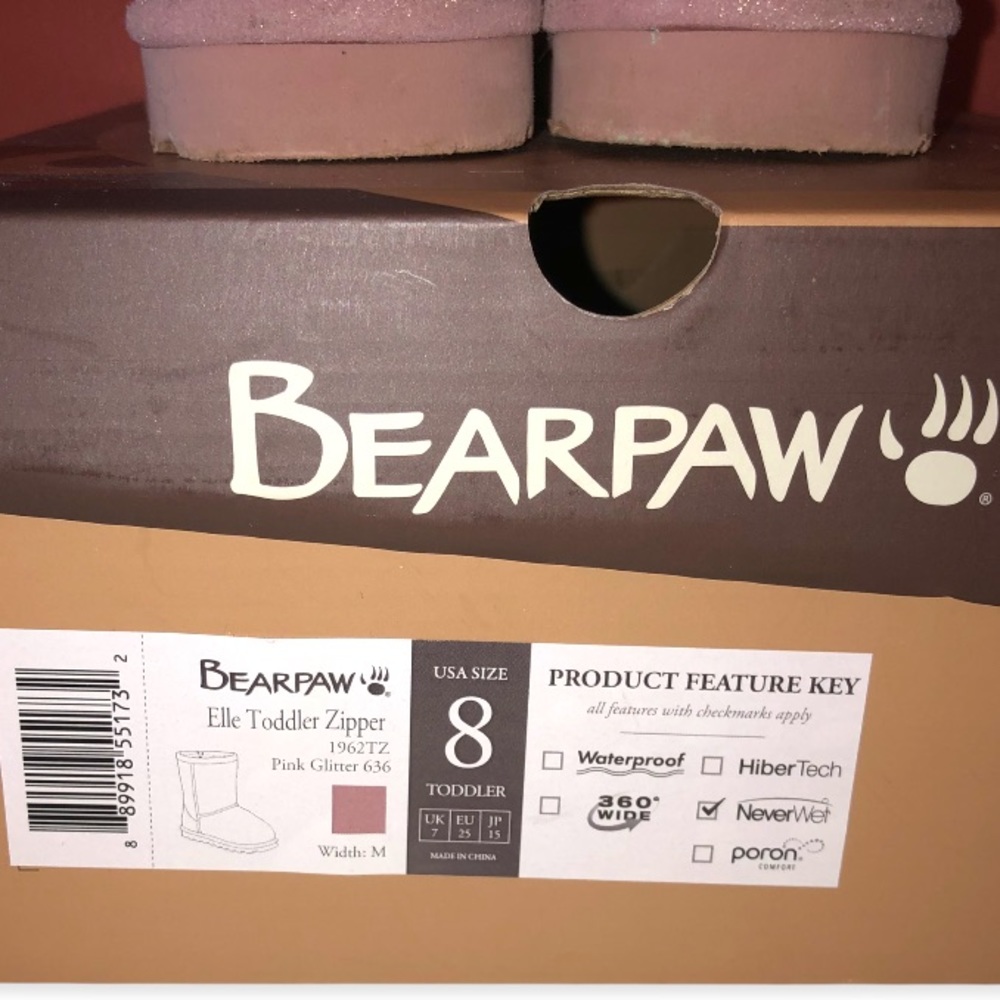 BEARPAW Pink Glitter Elle Toddler Boots 8 - Picture 7 of 7